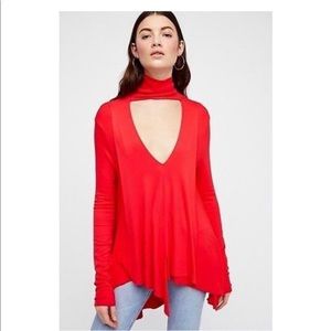 Free People UPTOWN CHOKER NECK DRAPE KNIT TUNIC
